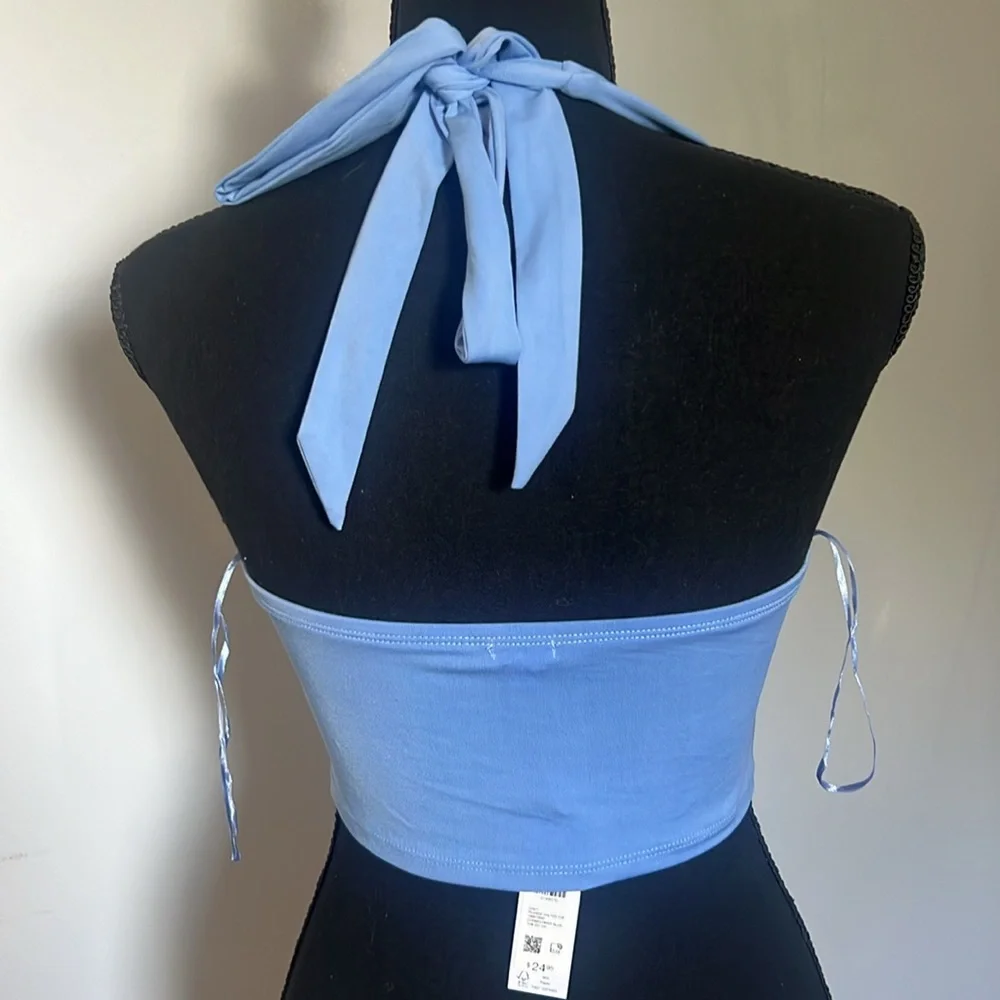 Garage Cropped Halter Top - Blue - Picture 2 of 4